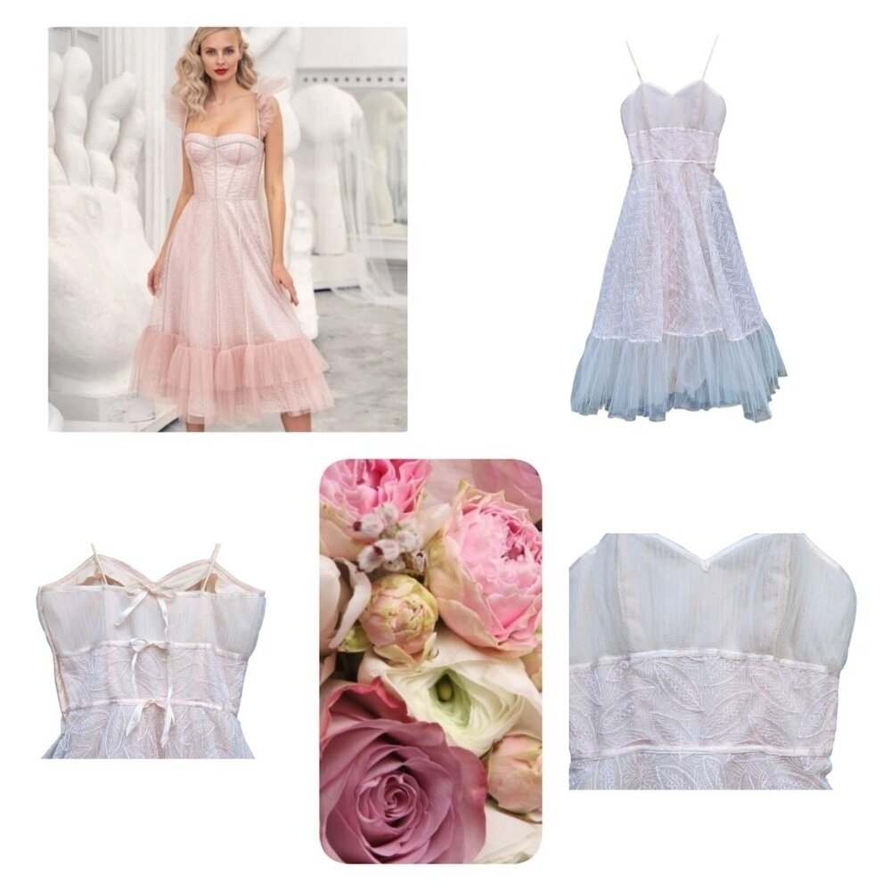 Vintage 1950s Lace & Netting Formal Cocktail Party Dress XXS